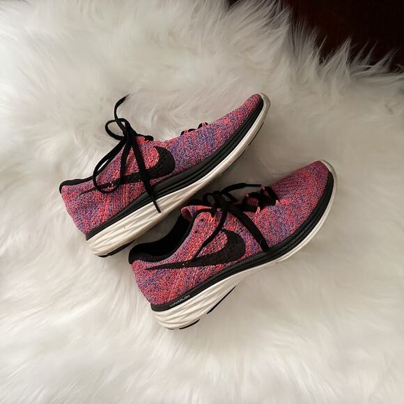 Nike Flyknit Lunar 3 Running Shoes Pink & Black - Picture 3 of 7